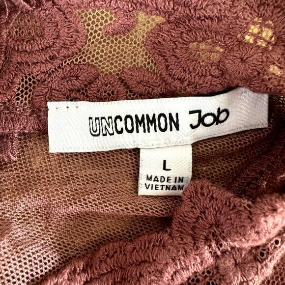 Uncommon Job sheer lace mock neck blouse size large - Picture 3 of 8
